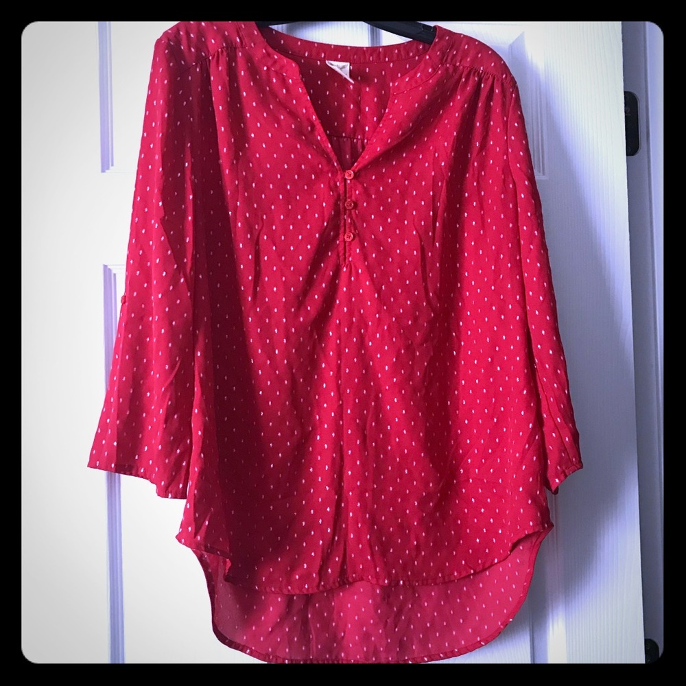 NWOT Faded Glory Hi-Lo Roll Cuff Blouse